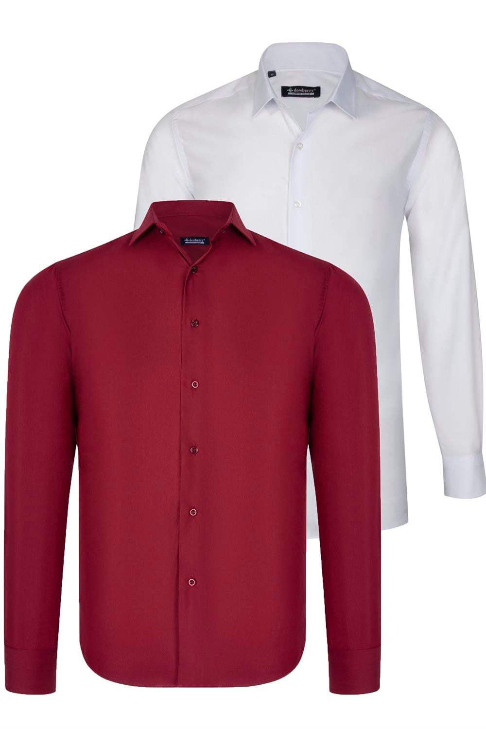 İKİLİ SET G726 DEWBERRY ERKEK GÖMLEK-BEYAZ-BORDO