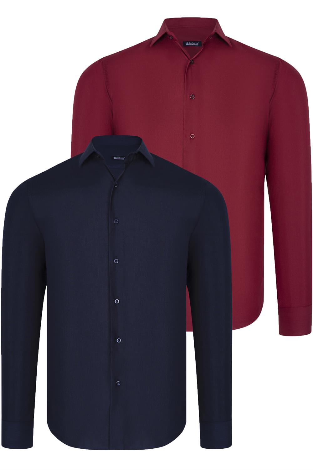 İKİLİ SET G726 DEWBERRY ERKEK GÖMLEK-LACİVERT- BORDO