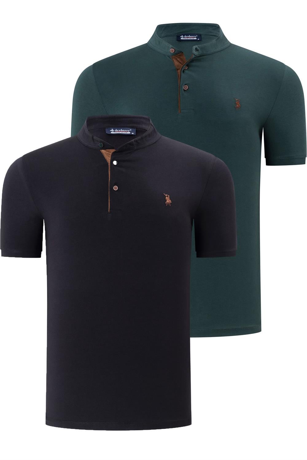 İKİLİ SET T8560 DEWBERRY ERKEK T-SHIRT-SİYAH-YEŞİL
