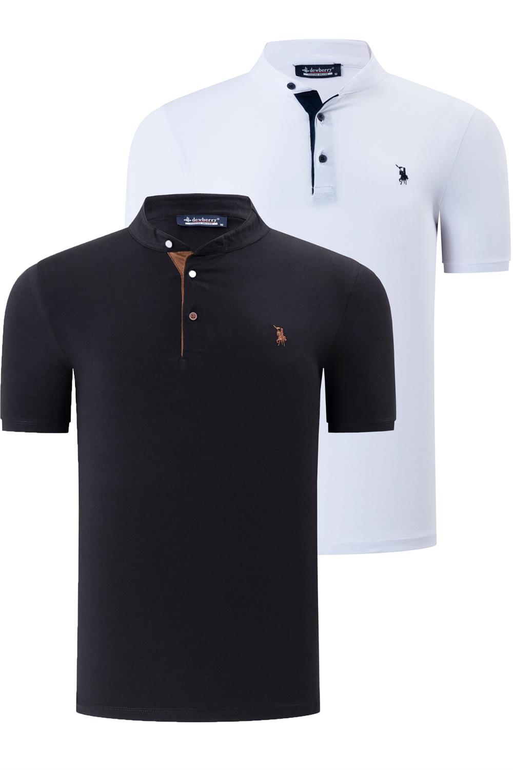 İKİLİ SET T8560 DEWBERRY ERKEK T-SHIRT-BEYAZ-SİYAH