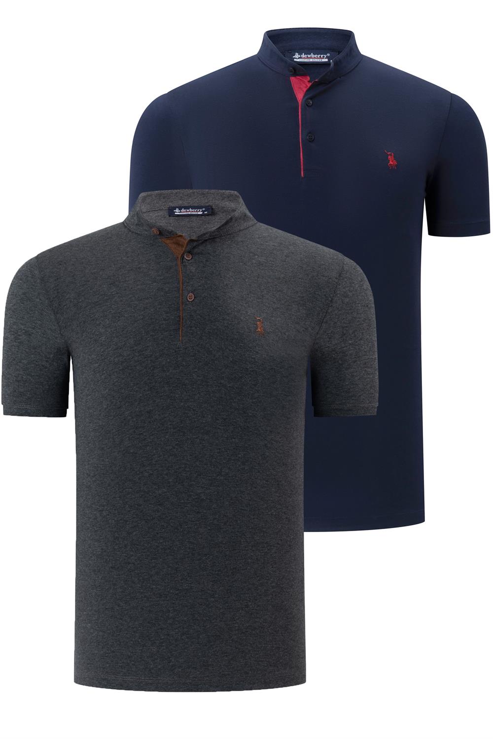 İKİLİ SET T8560 DEWBERRY ERKEK T-SHIRT-ANTRASİT-LACİVERT