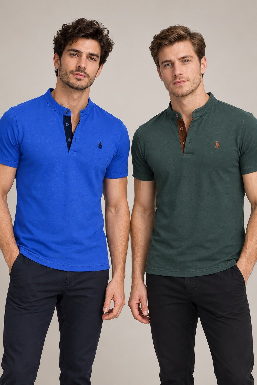 İKİLİ SET T8560 DEWBERRY ERKEK T-SHIRT-YEŞİL-SAKS