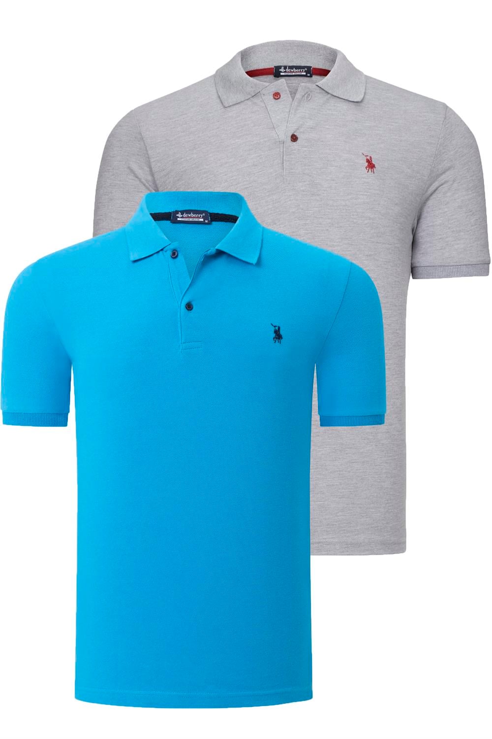 İKİLİ SET T8561 DEWBERRY ERKEK TSHIRT-GRİ-MAVİ