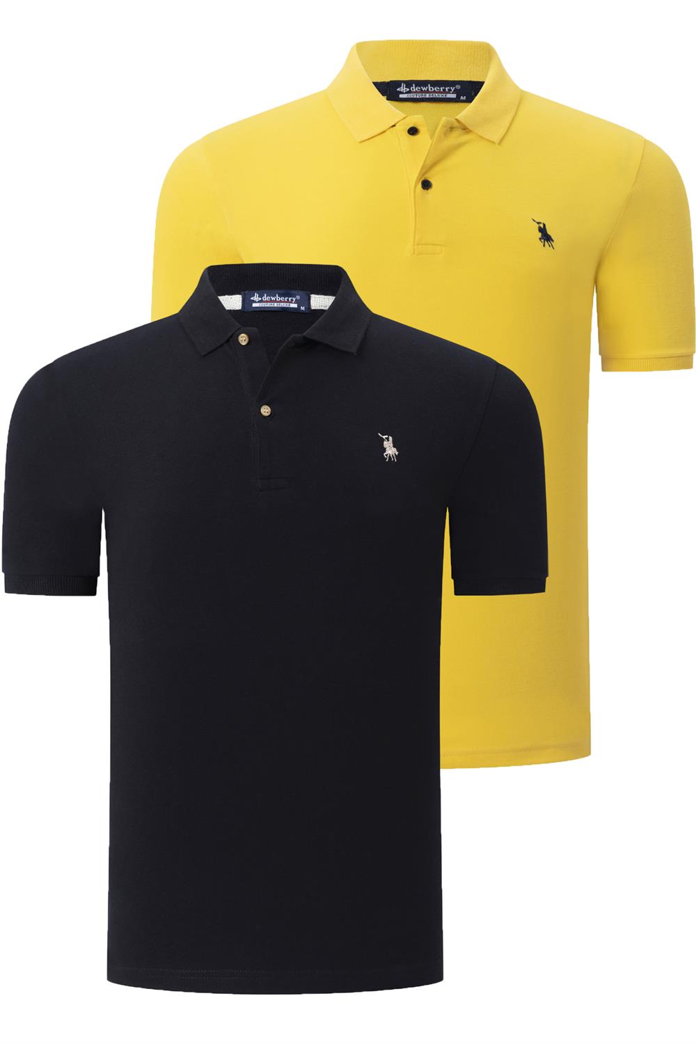 İKİLİ SET T8561 DEWBERRY ERKEK TSHIRT-SİYAH-SARI