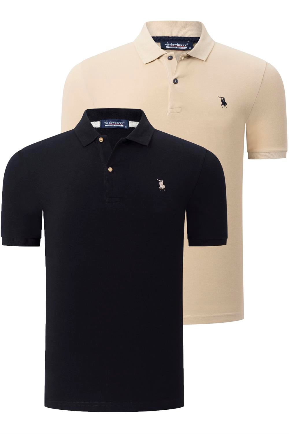 İKİLİ SET T8561 DEWBERRY ERKEK TSHIRT-BEJ-SİYAH