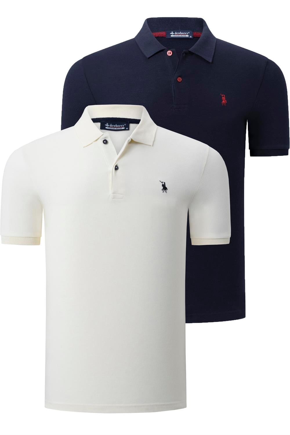 İKİLİ SET T8561 DEWBERRY ERKEK TSHIRT-LACİVERT-KEMİK
