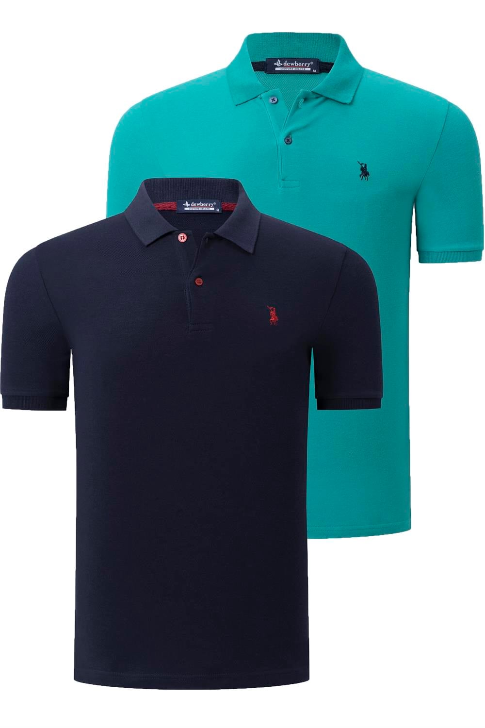 İKİLİ SET T8561 DEWBERRY ERKEK TSHIRT-LACİVERT-AÇIK YEŞİL
