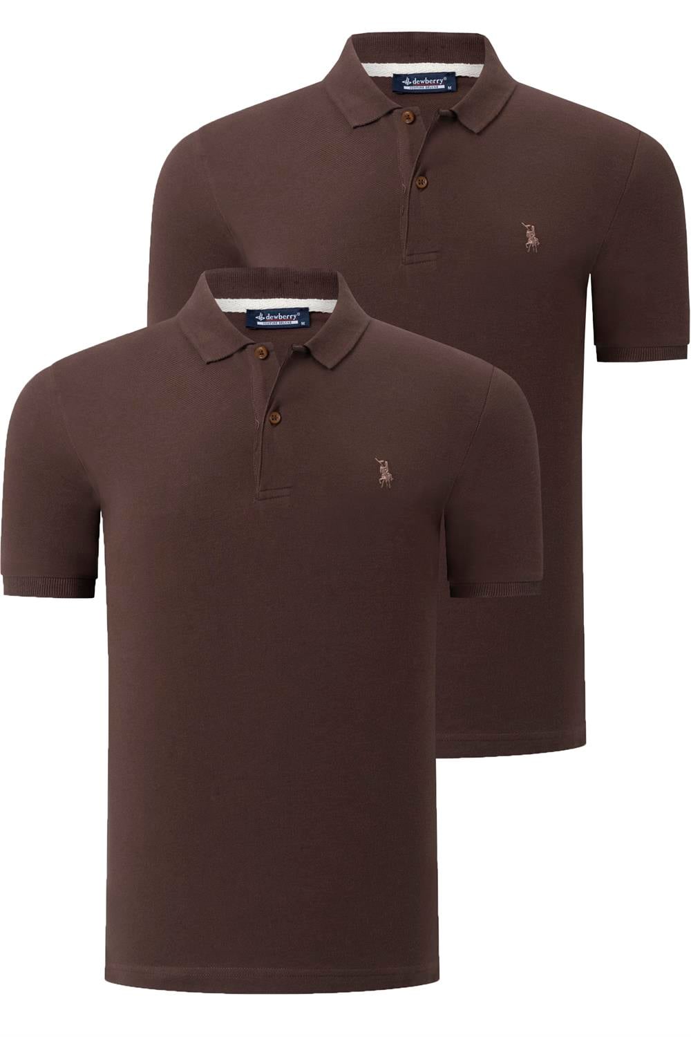 İKİLİ SET T8561 DEWBERRY ERKEK TSHIRT-KAHVE-KAHVE
