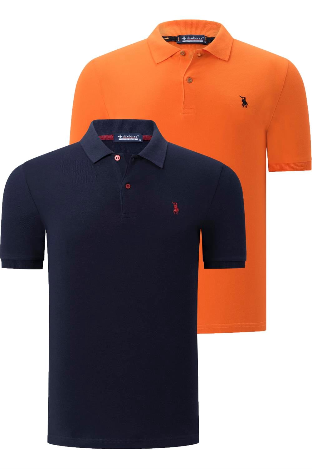 İKİLİ SET T8561 DEWBERRY ERKEK TSHIRT-LACİVERT-TURUNCU