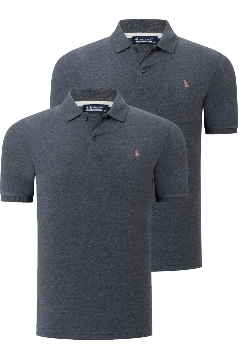 İKİLİ SET T8561 DEWBERRY ERKEK TSHIRT-ANTRASİT-ANTRASİT