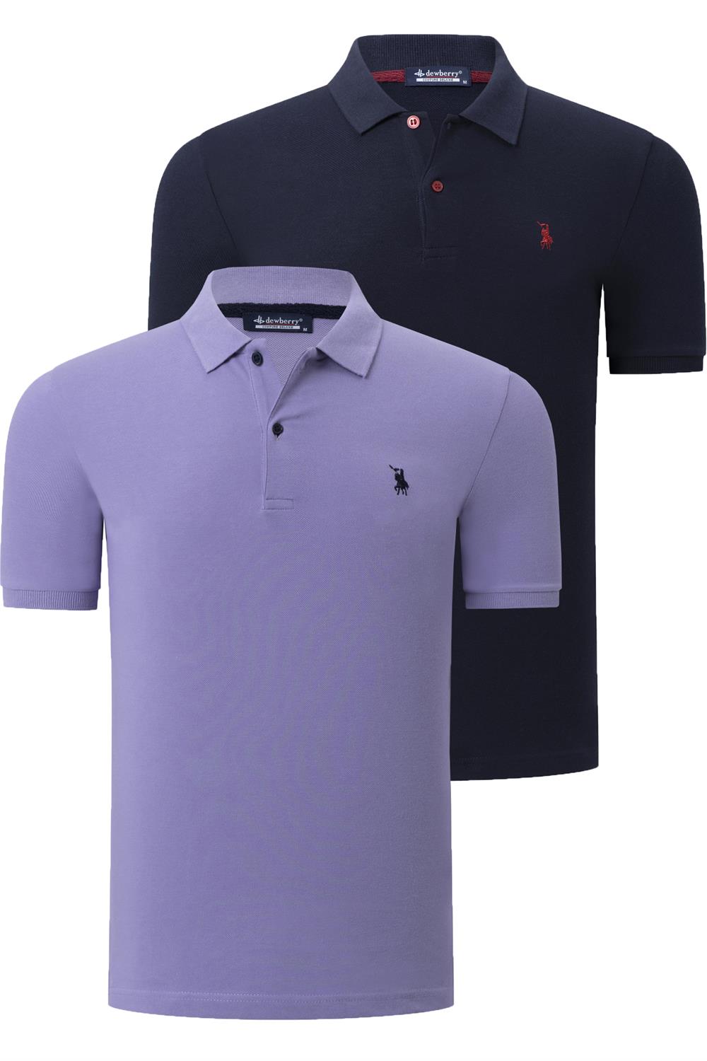 İKİLİ SET T8561 DEWBERRY ERKEK TSHIRT-LACİVERT-LİLA
