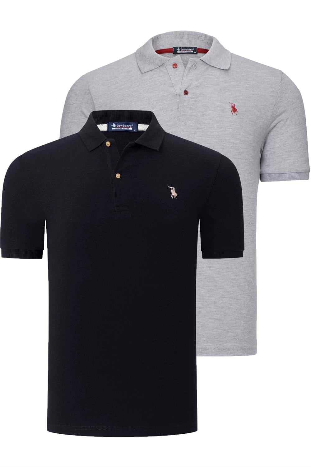 İKİLİ SET T8561 DEWBERRY ERKEK TSHIRT-GRİ-SİYAH
