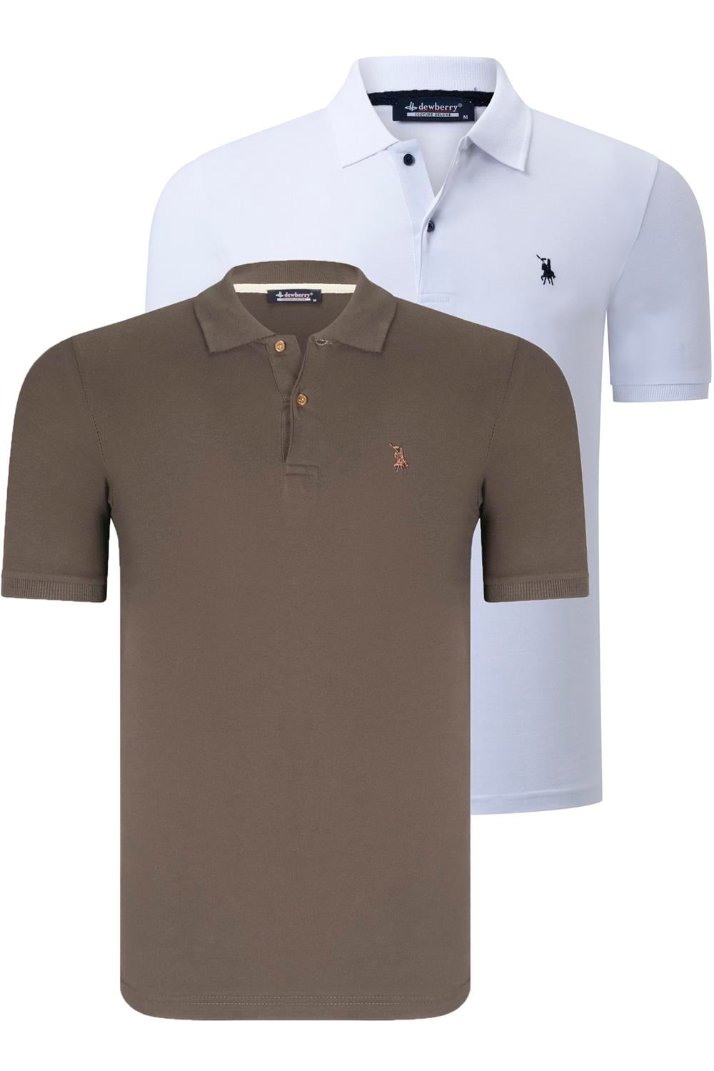İKİLİ SET T8561 DEWBERRY ERKEK TSHIRT-BEYAZ-YEŞİL
