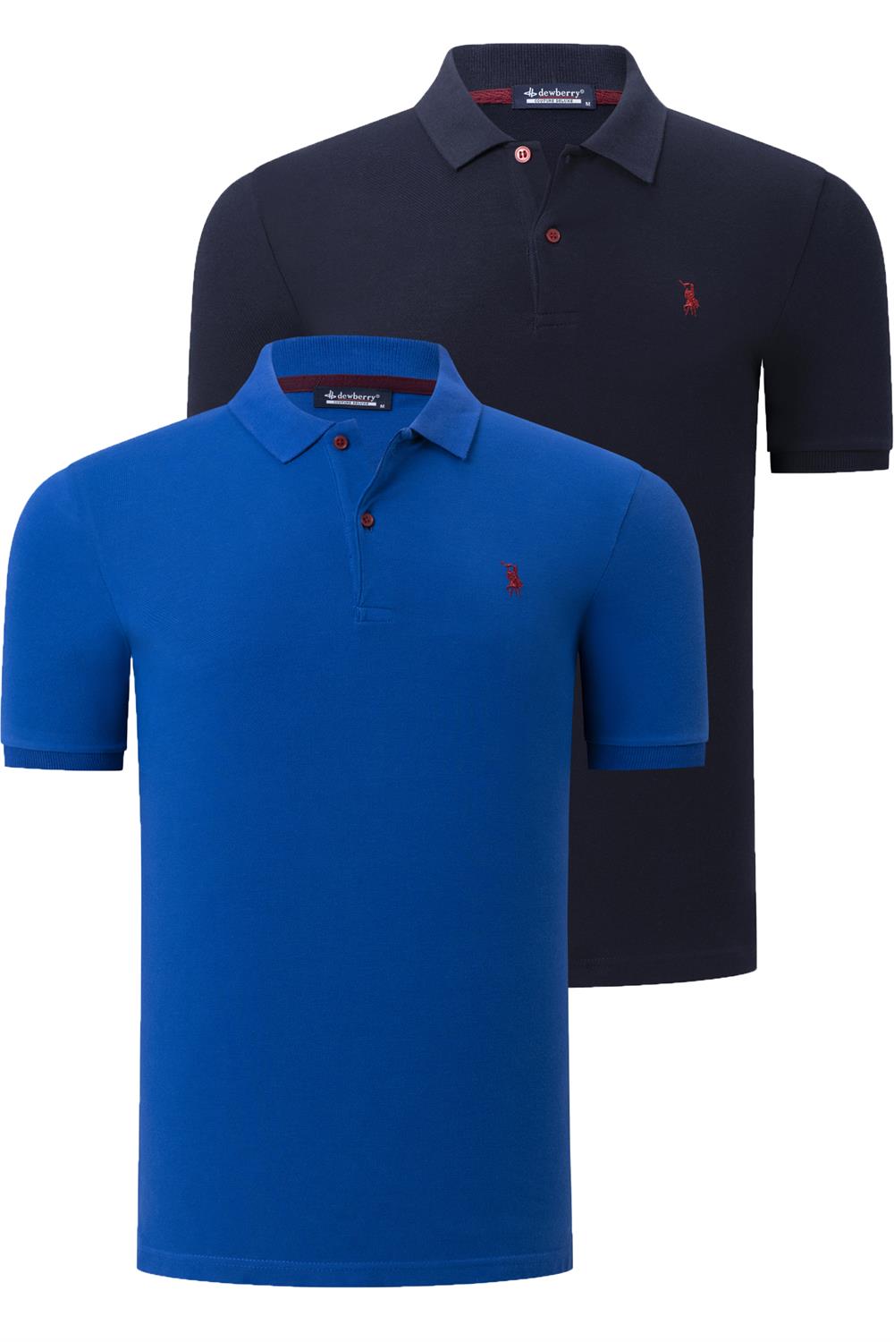 İKİLİ SET T8561 DEWBERRY ERKEK TSHIRT-LACİVERT- SAX