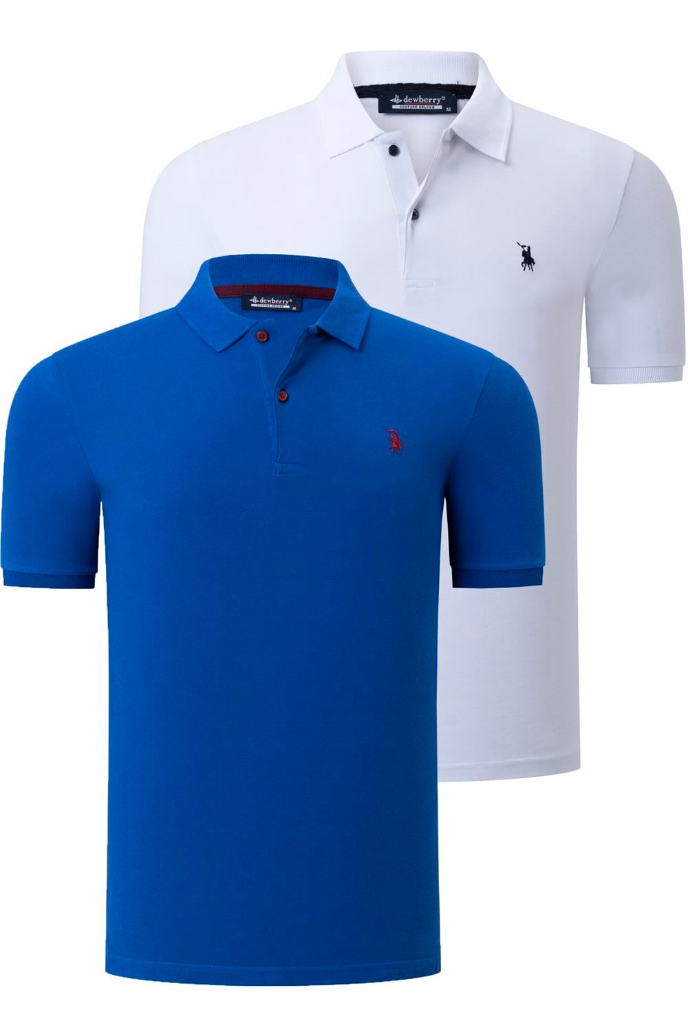 İKİLİ SET T8561 DEWBERRY ERKEK TSHIRT-BEYAZ-SAKS