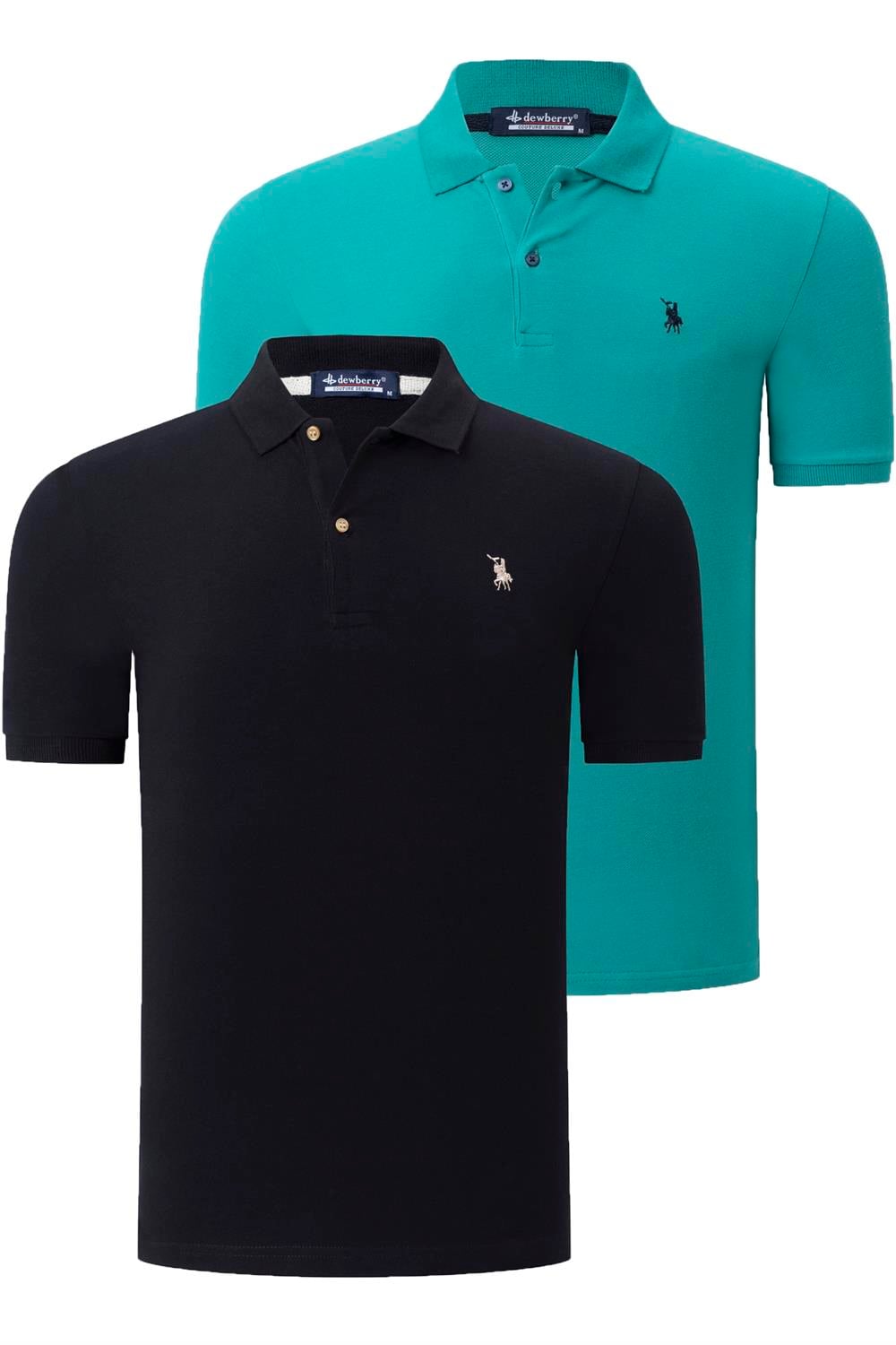İKİLİ SET T8561 DEWBERRY ERKEK TSHIRT-SİYAH-AÇIK YEŞİL