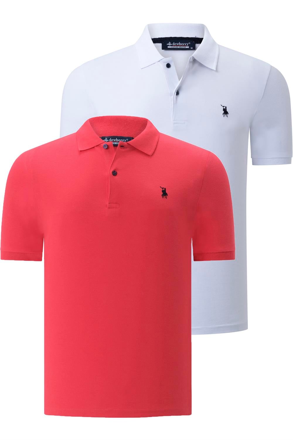 İKİLİ SET T8561 DEWBERRY ERKEK TSHIRT-BEYAZ-NAR