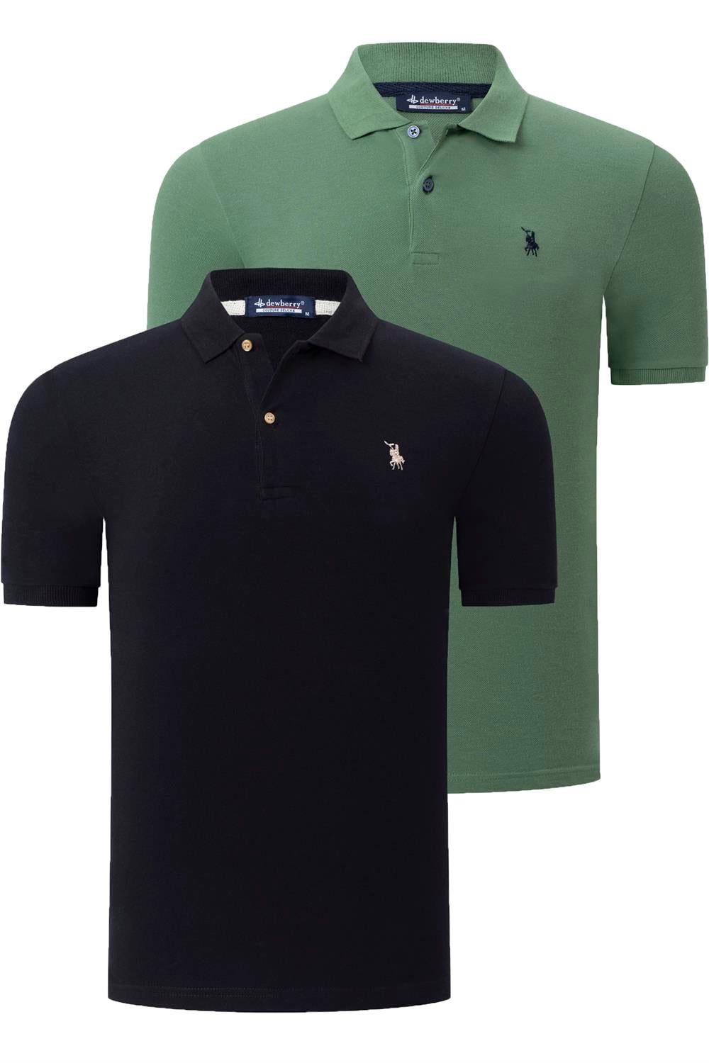 İKİLİ SET T8561 DEWBERRY ERKEK TSHIRT-SİYAH-AÇIK HAKİ