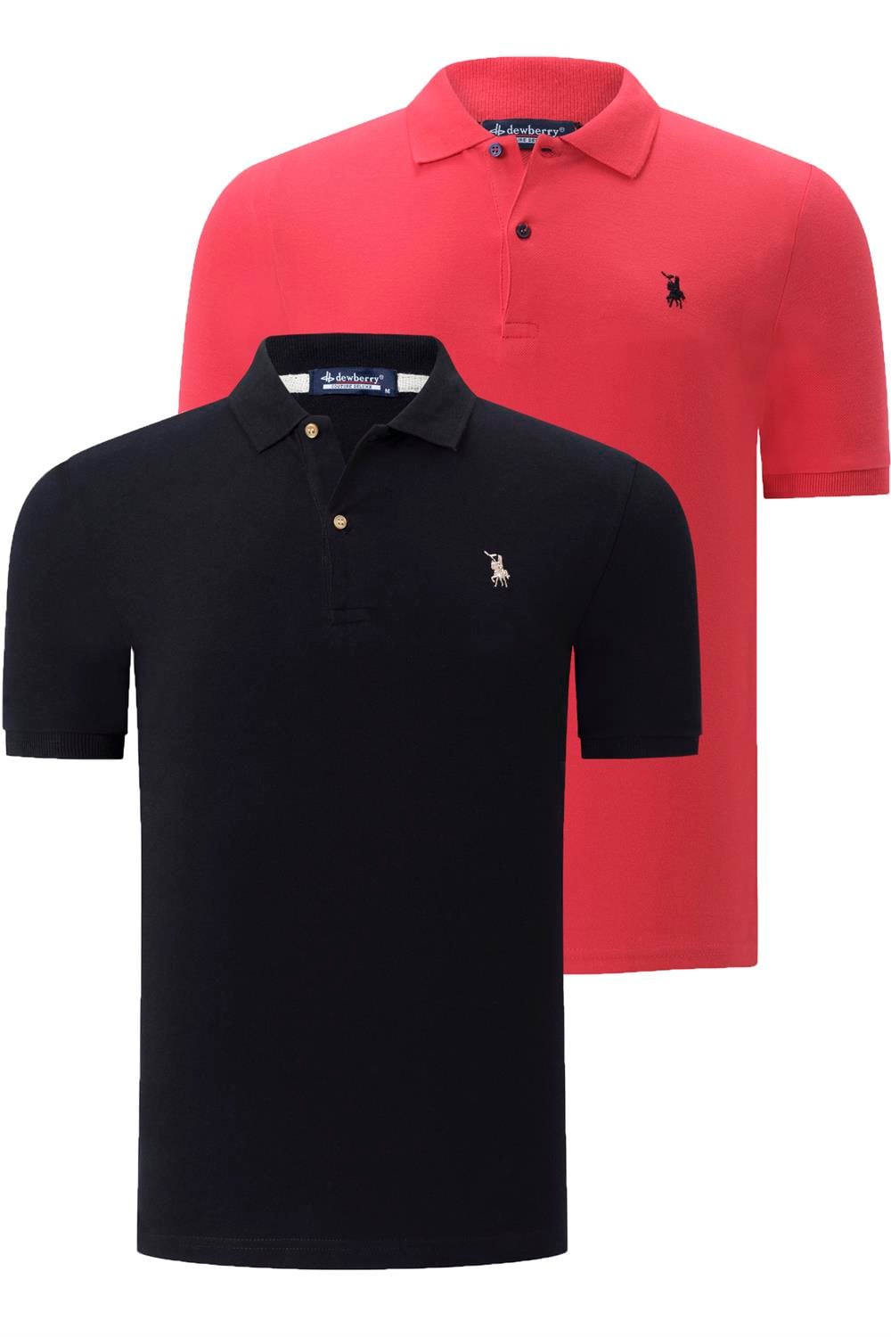 İKİLİ SET T8561 DEWBERRY ERKEK TSHIRT-SİYAH-NAR