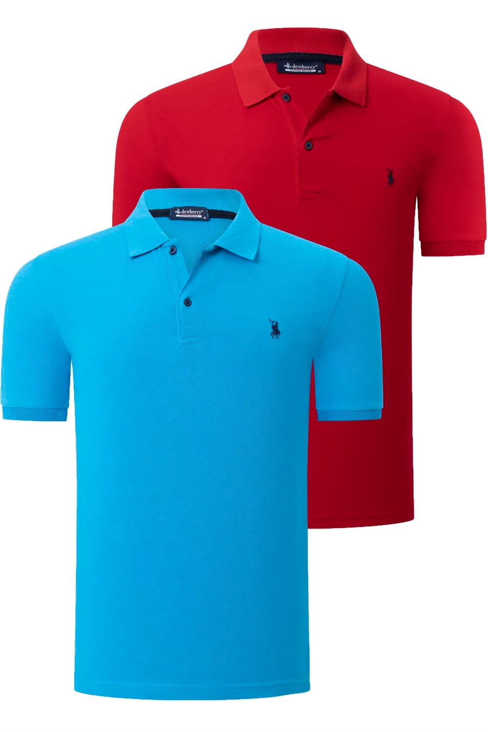 İKİLİ SET T8561 DEWBERRY ERKEK TSHIRT-KIRMIZI-MAVİ