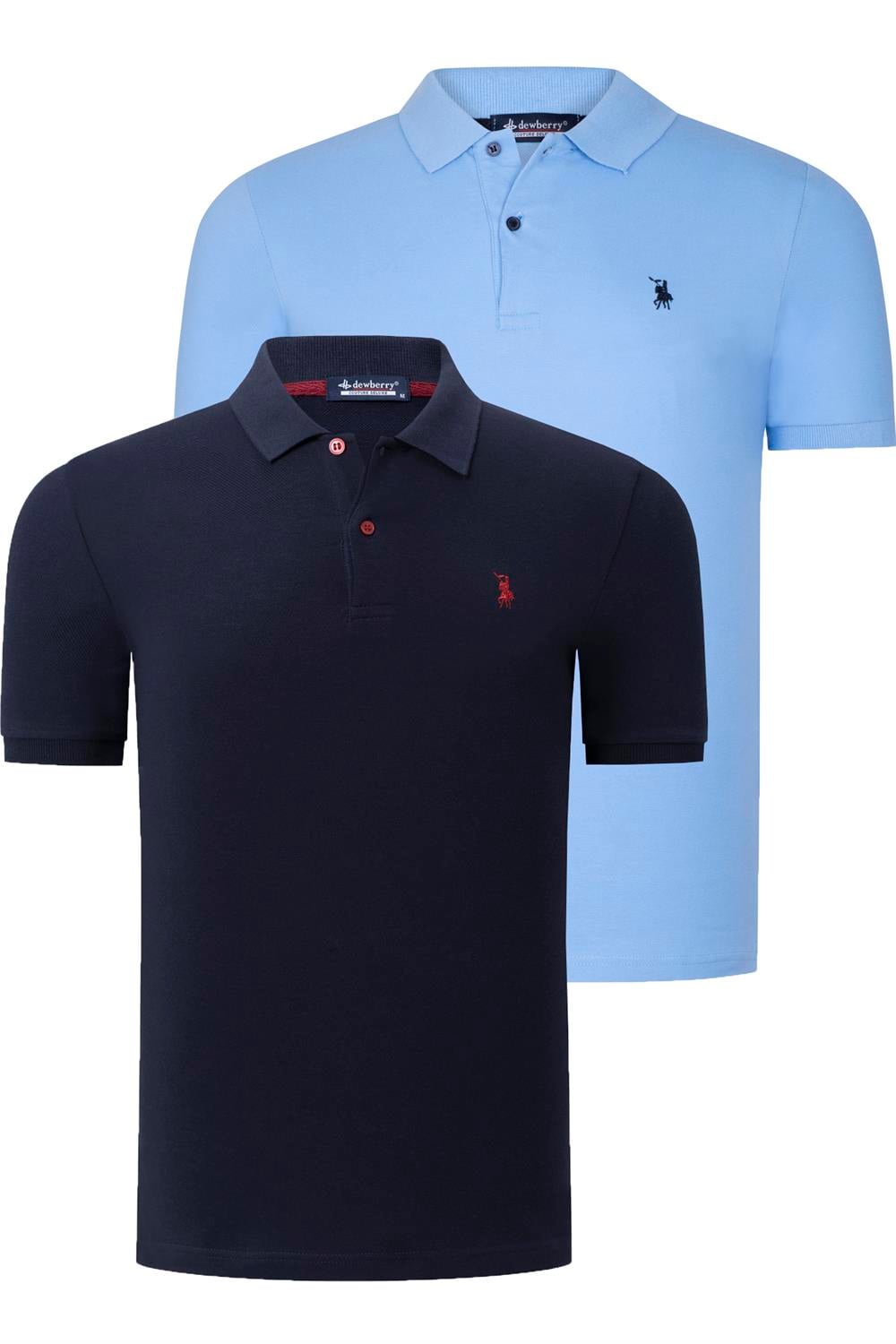 İKİLİ SET T8561 DEWBERRY ERKEK TSHIRT-LACİVERT-AÇIK MAVİ