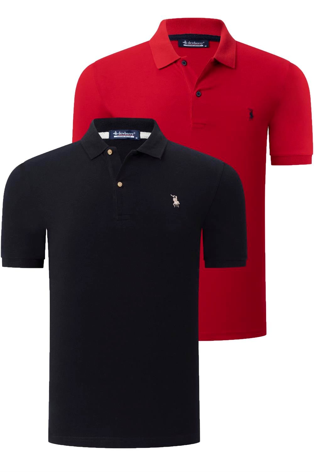 İKİLİ SET T8561 DEWBERRY ERKEK TSHIRT-KIRMIZI-SİYAH