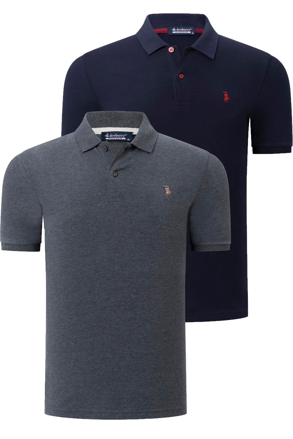 İKİLİ SET T8561 DEWBERRY ERKEK TSHIRT-ANTRASİT-LACİVERT