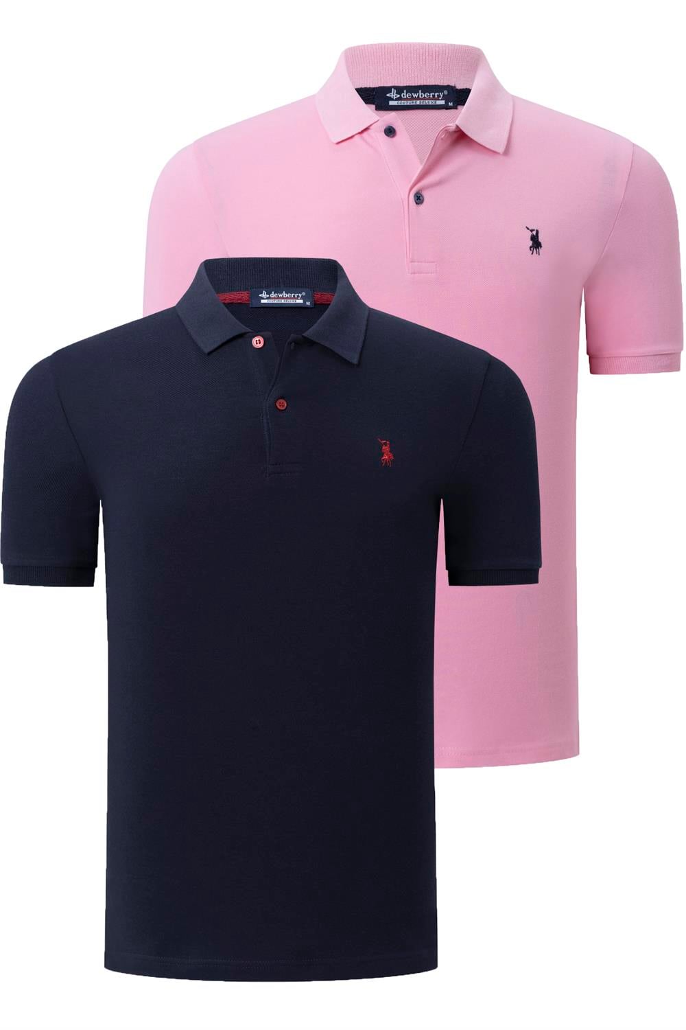 İKİLİ SET T8561 DEWBERRY ERKEK TSHIRT-LACİVERT-PEMBE