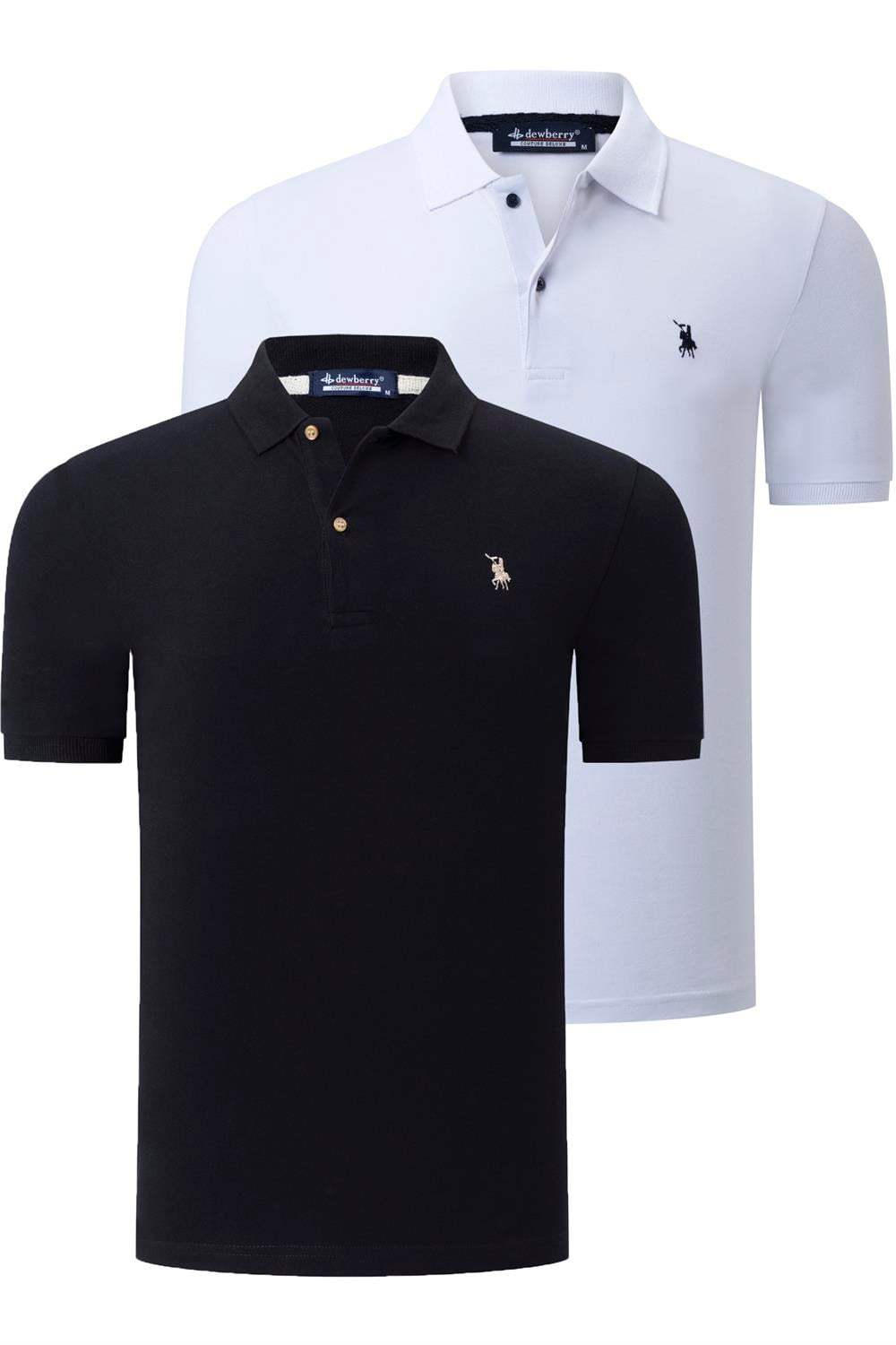 İKİLİ SET T8561 DEWBERRY ERKEK TSHIRT-BEYAZ-SİYAH