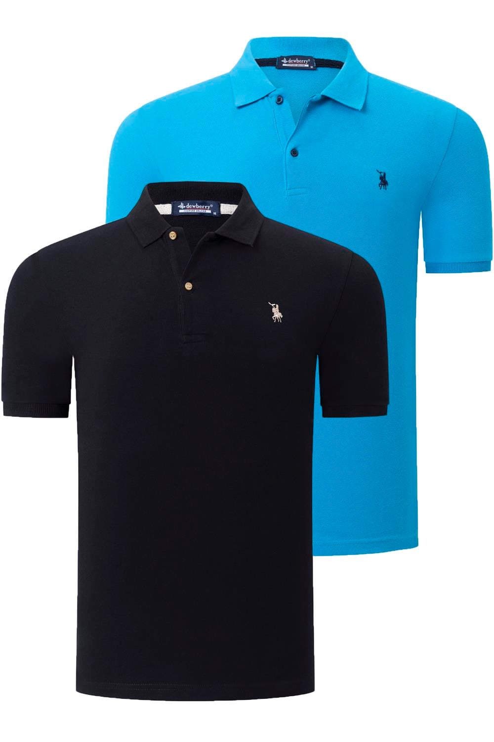 İKİLİ SET T8561 DEWBERRY ERKEK TSHIRT-MAVİ-SİYAH