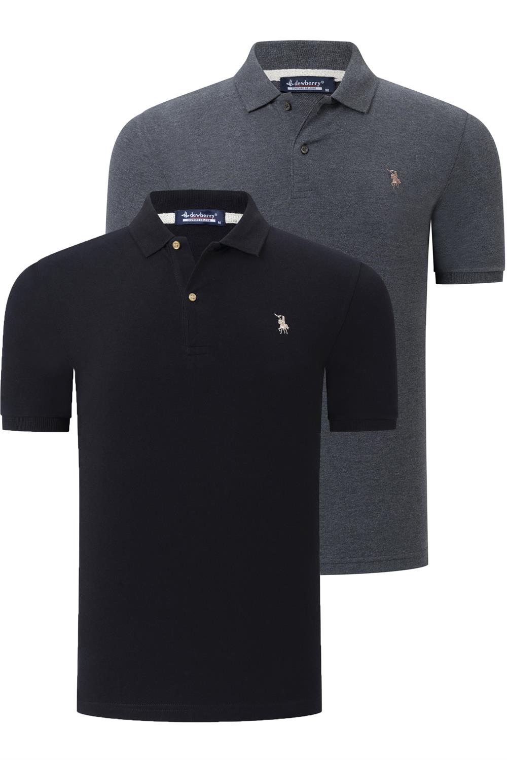 İKİLİ SET T8561 DEWBERRY ERKEK TSHIRT-ANTRASİT-SİYAH