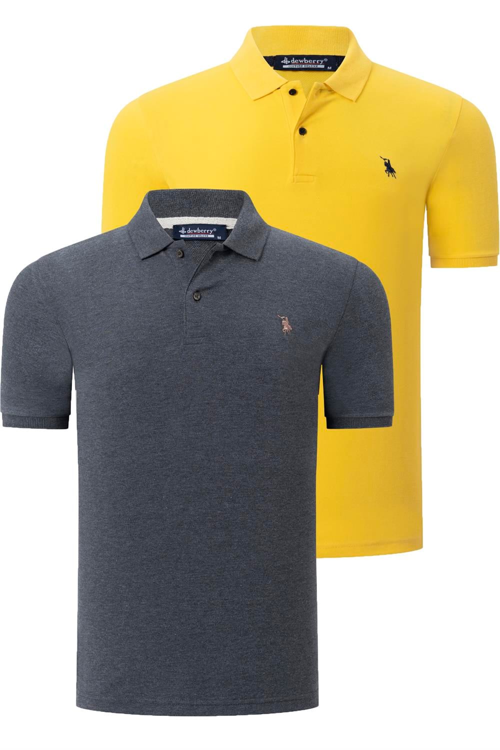 İKİLİ SET T8561 DEWBERRY ERKEK TSHIRT-ANTRASİT-SARI