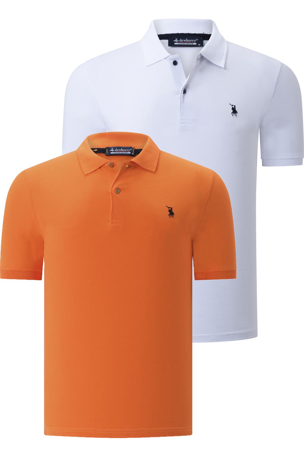 İKİLİ SET T8561 DEWBERRY ERKEK TSHIRT-BEYAZ-TURUNCU