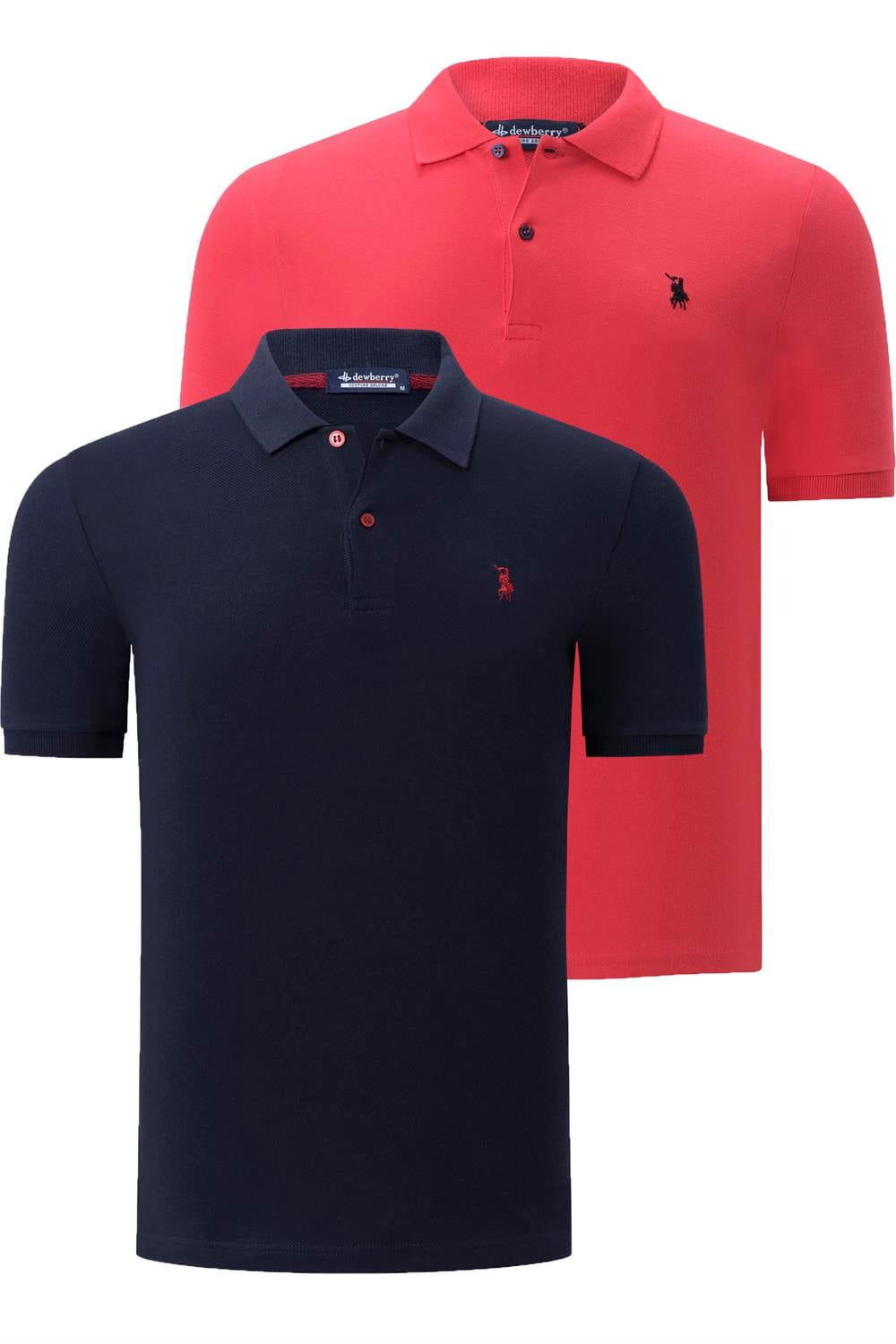 İKİLİ SET T8561 DEWBERRY ERKEK TSHIRT-LACİVERT-NAR
