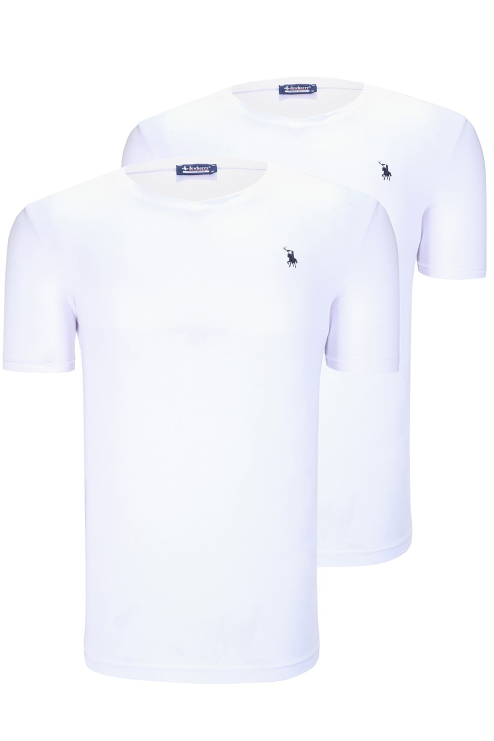 İKİLİ SET T8568 DEWBERRY V YAKA ERKEK T-SHIRT-KAR BEYAZ- KAR BEYAZ