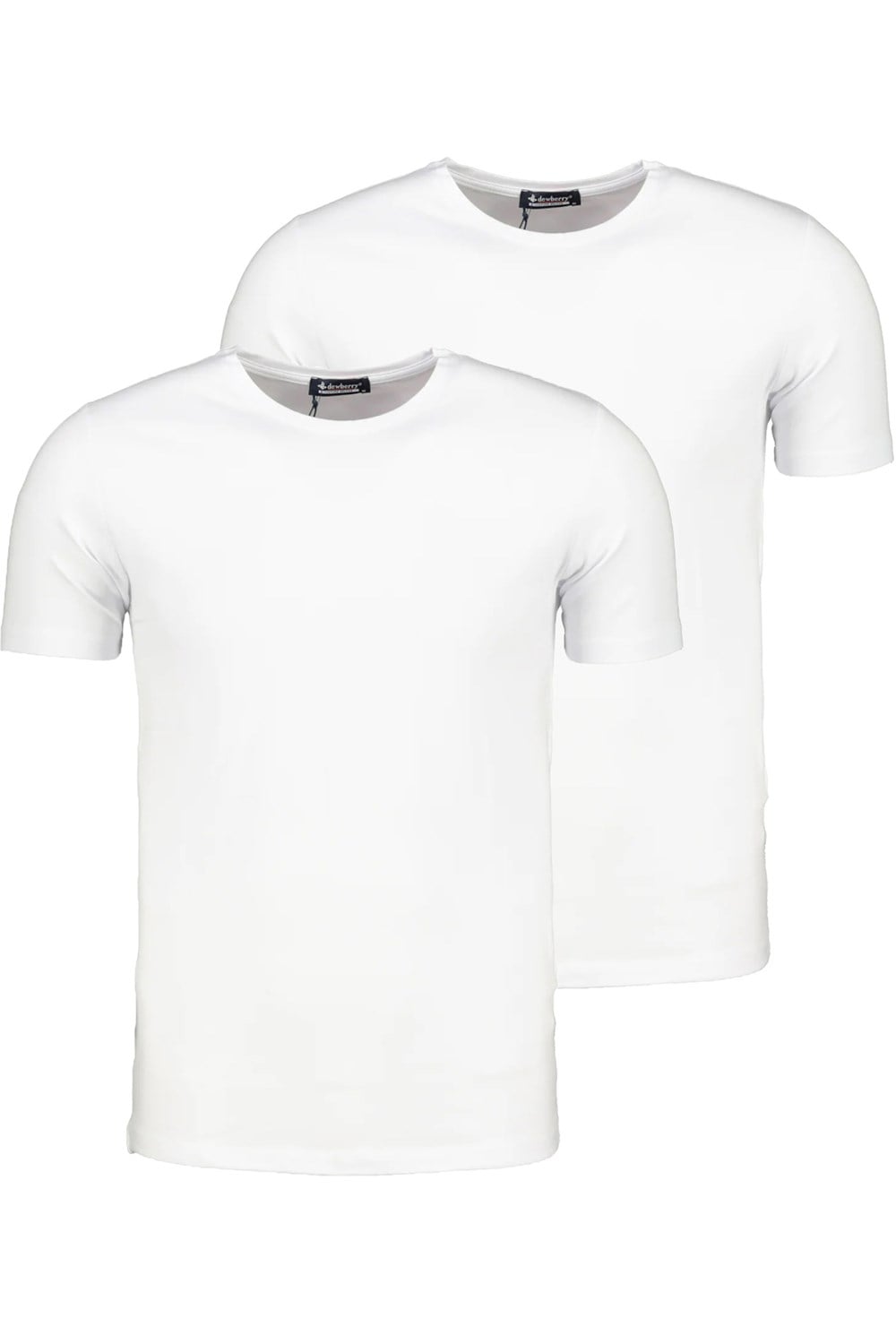 İKİLİ SET T8569 DEWBERRY BİSİKLET YAKA ERKEK T-SHIRT-KAR BEYAZ- KAR BEYAZ