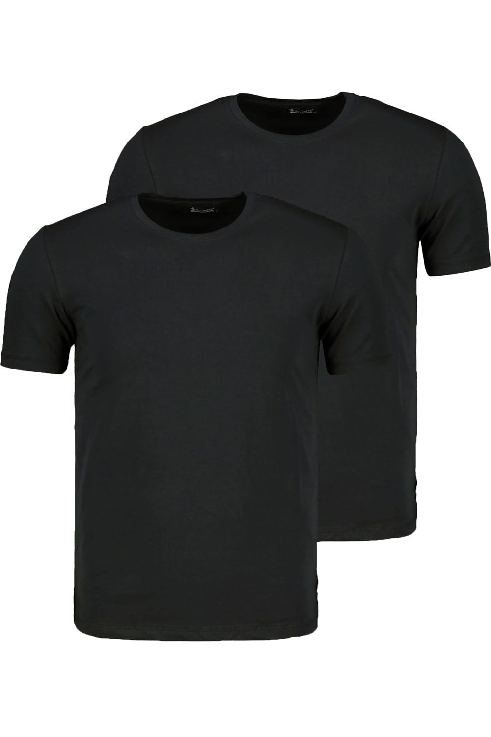 İKİLİ SET T8569 DEWBERRY BİSİKLET YAKA ERKEK T-SHIRT-KOYU SİYAH-KOYU SİYAH