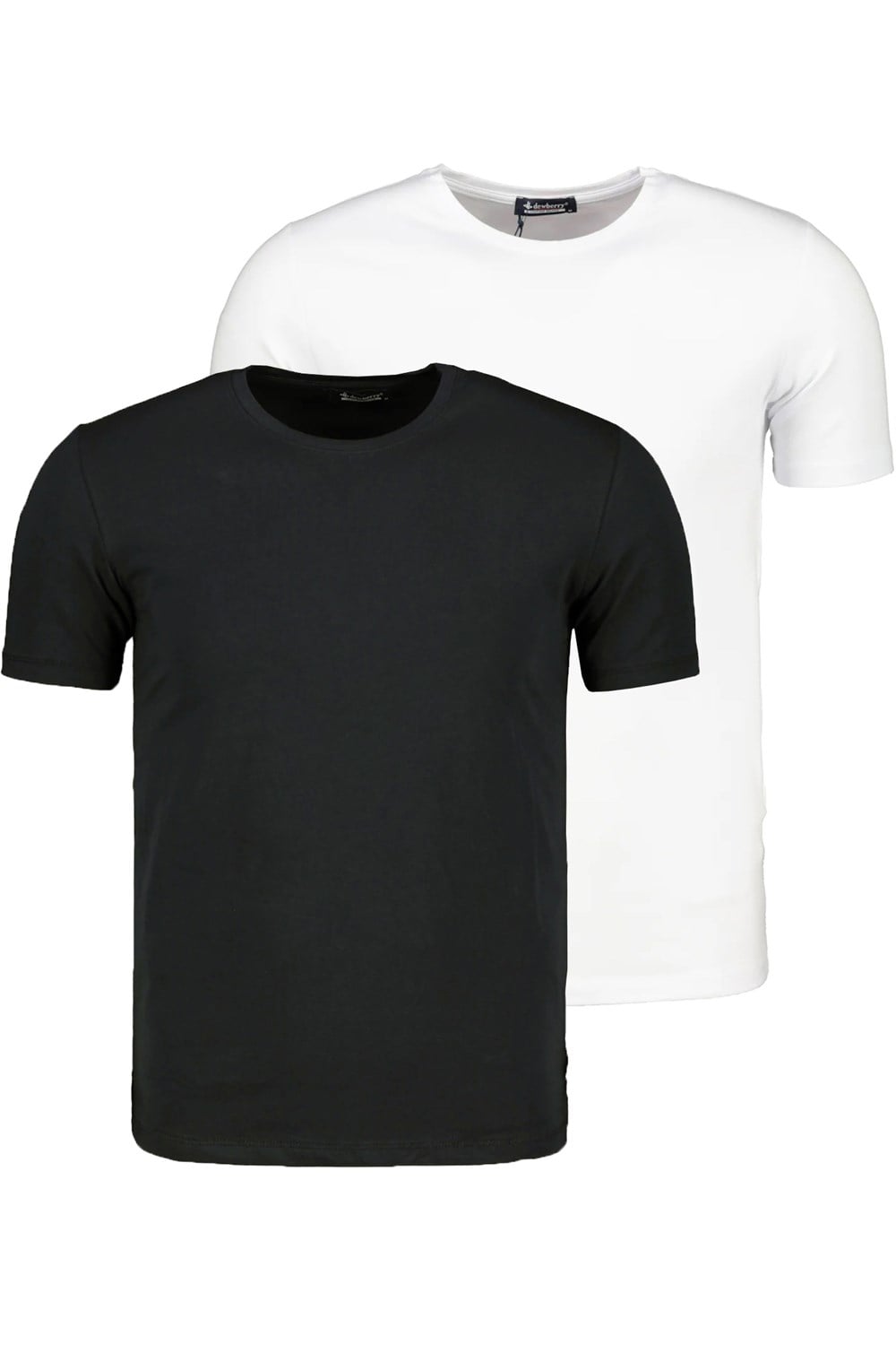 İKİLİ SET T8569 DEWBERRY BİSİKLET YAKA ERKEK T-SHIRT-SİYAH-BEYAZ