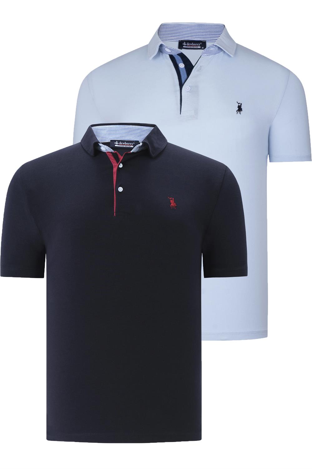 İKİLİ SET T8582 DEWBERRY ERKEK T-SHIRT-LACİVERT-BEBE MAVİ