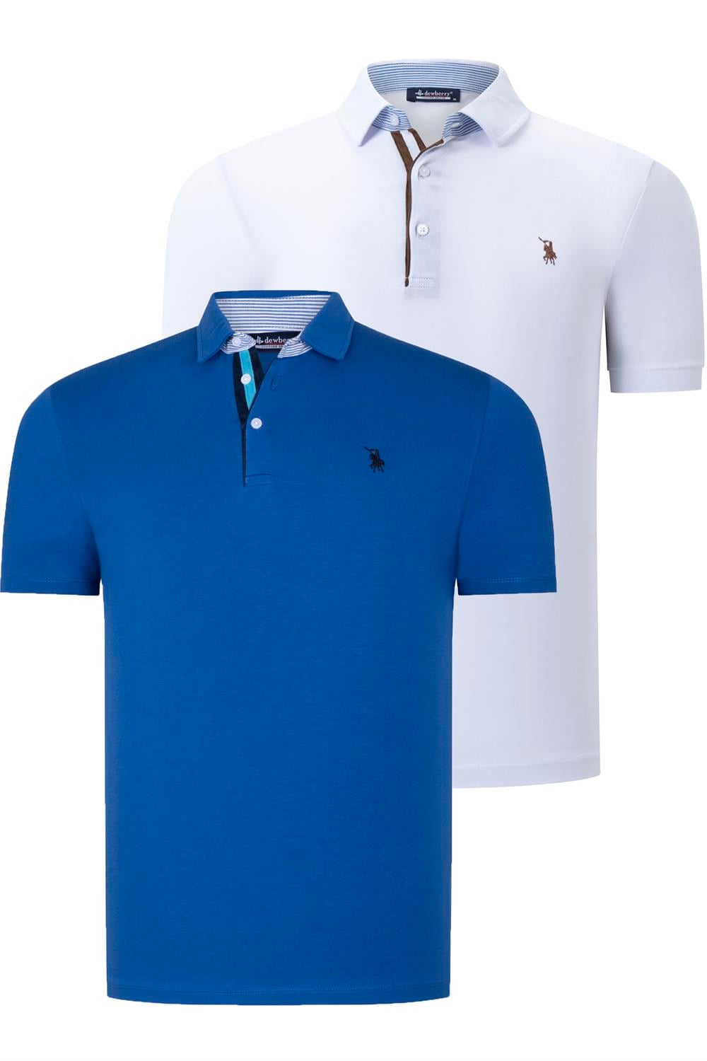 İKİLİ SET T8582 DEWBERRY ERKEK T-SHIRT-BEYAZ-SAKS