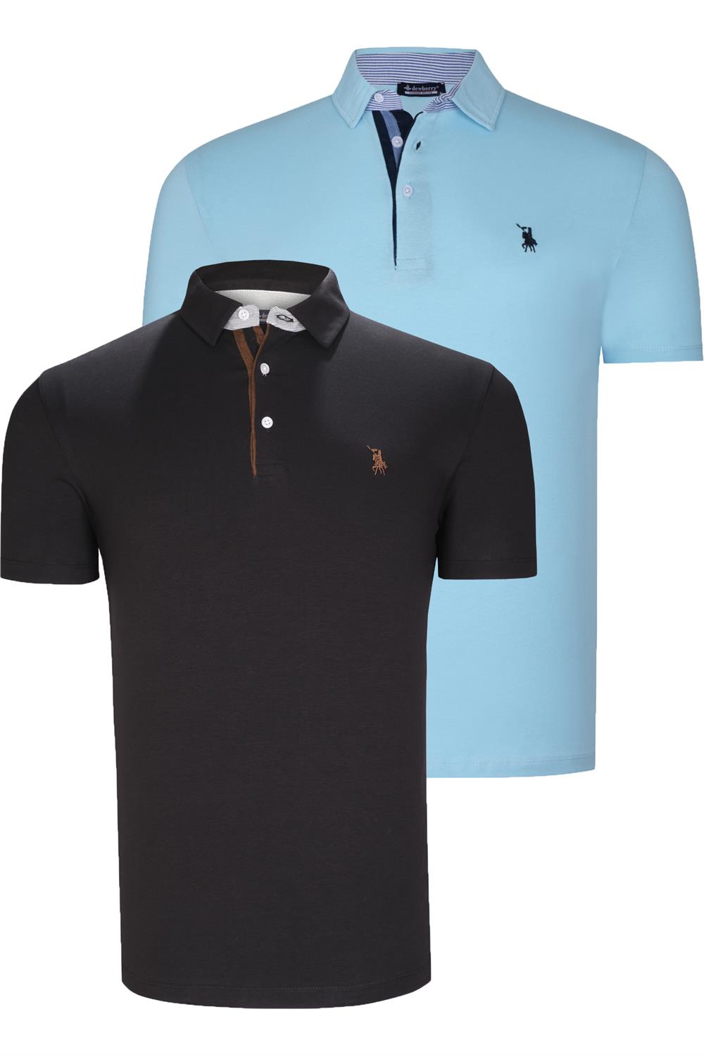 İKİLİ SET T8582 DEWBERRY ERKEK T-SHIRT-SİYAH-CAMGÖBEĞİ