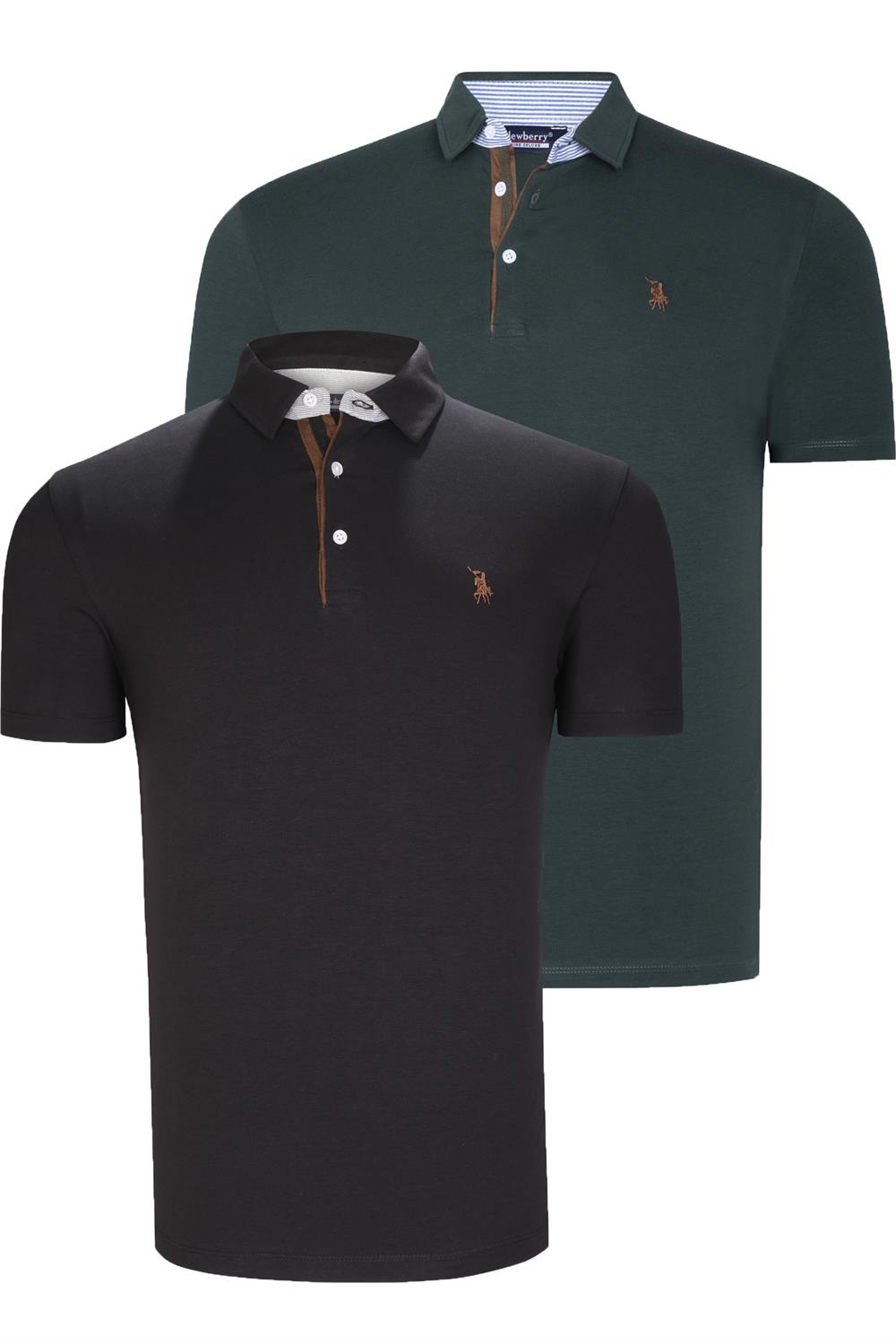 İKİLİ SET T8582 DEWBERRY ERKEK T-SHIRT-SİYAH-YEŞİL