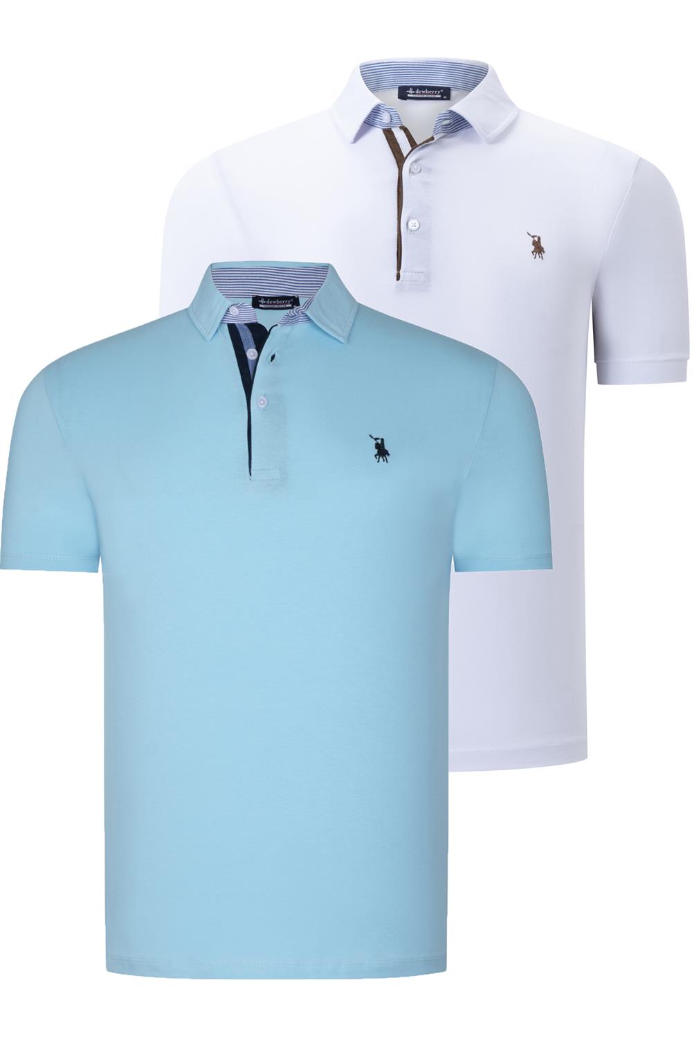 İKİLİ SET T8582 DEWBERRY ERKEK T-SHIRT-BEYAZ-CAMGÖBEĞİ