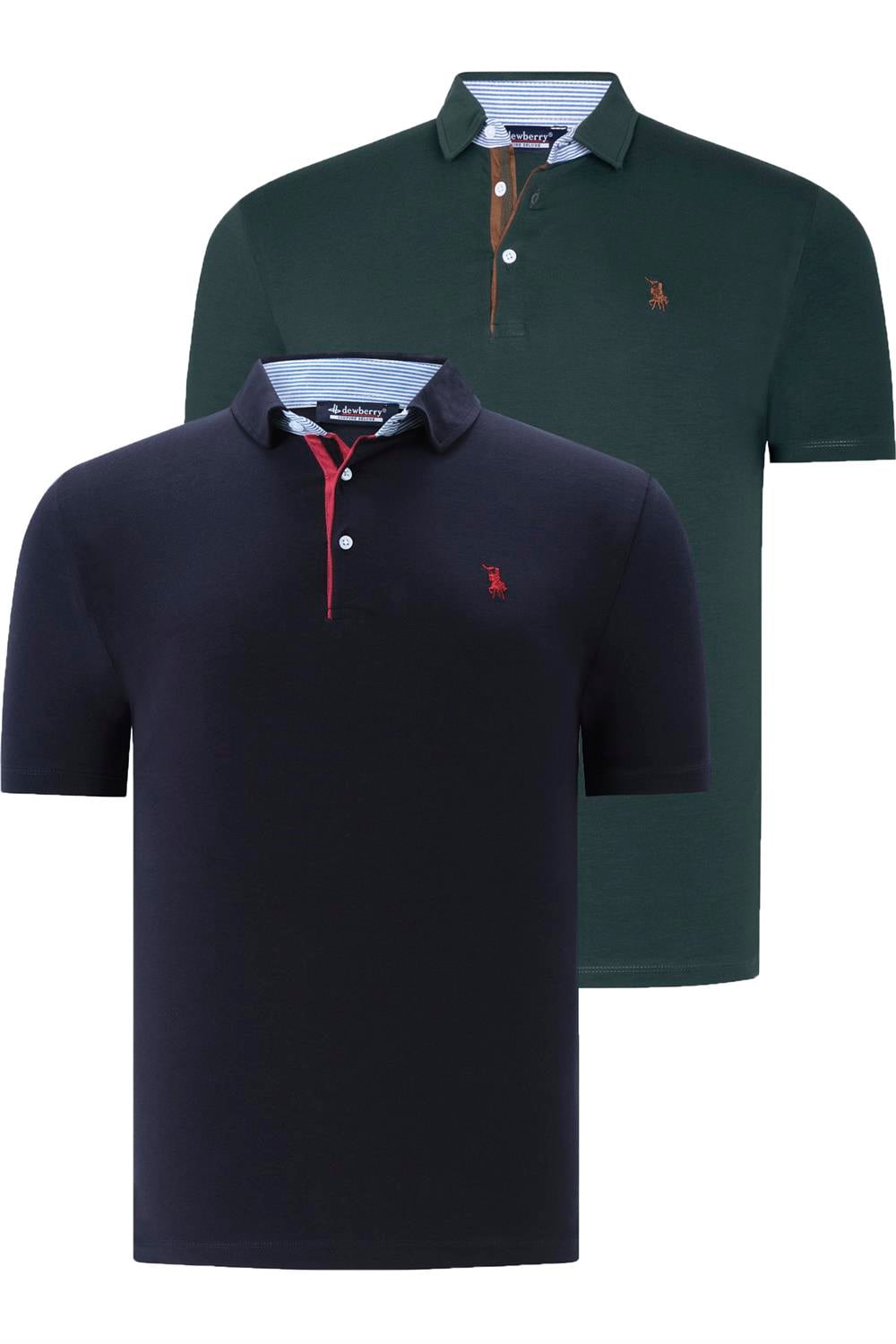 İKİLİ SET T8582 DEWBERRY ERKEK T-SHIRT-LACİVERT-YEŞİL