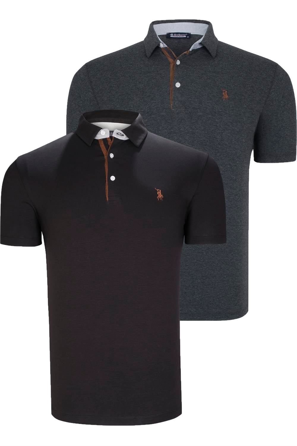 İKİLİ SET T8582 DEWBERRY ERKEK T-SHIRT-SİYAH-ANTRASİT