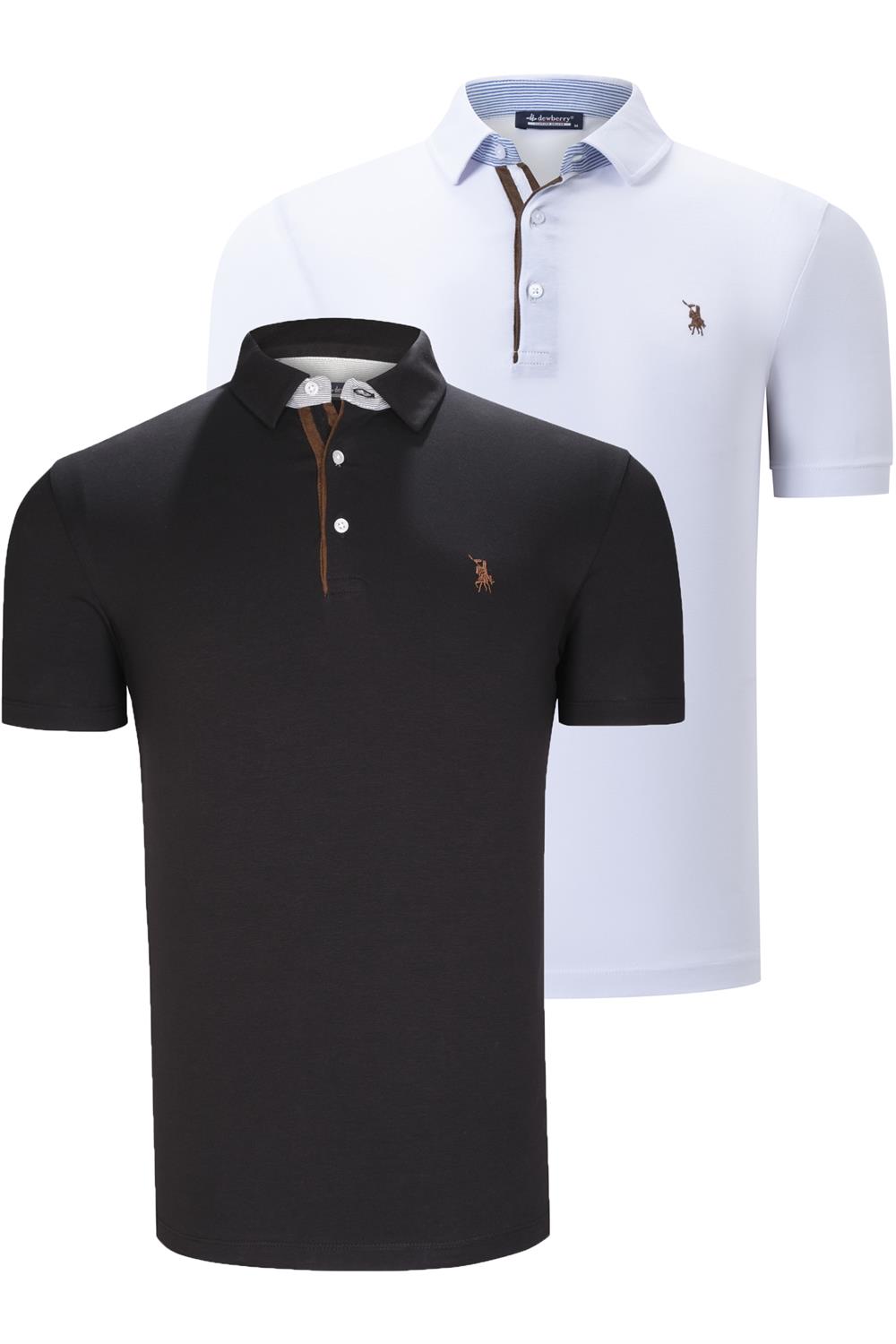 İKİLİ SET T8582 DEWBERRY ERKEK T-SHIRT-SİYAH-BEYAZ