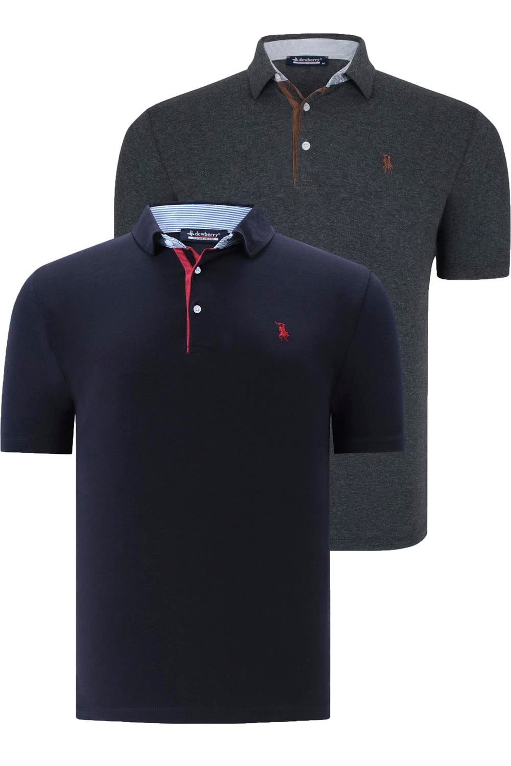 İKİLİ SET T8582 DEWBERRY ERKEK T-SHIRT-LACİVERT - ANTRASİT