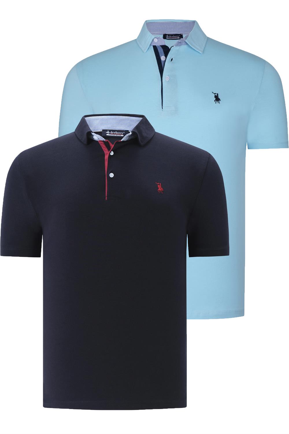 İKİLİ SET T8582 DEWBERRY ERKEK T-SHIRT-LACİVERT-CAMGÖBEĞİ