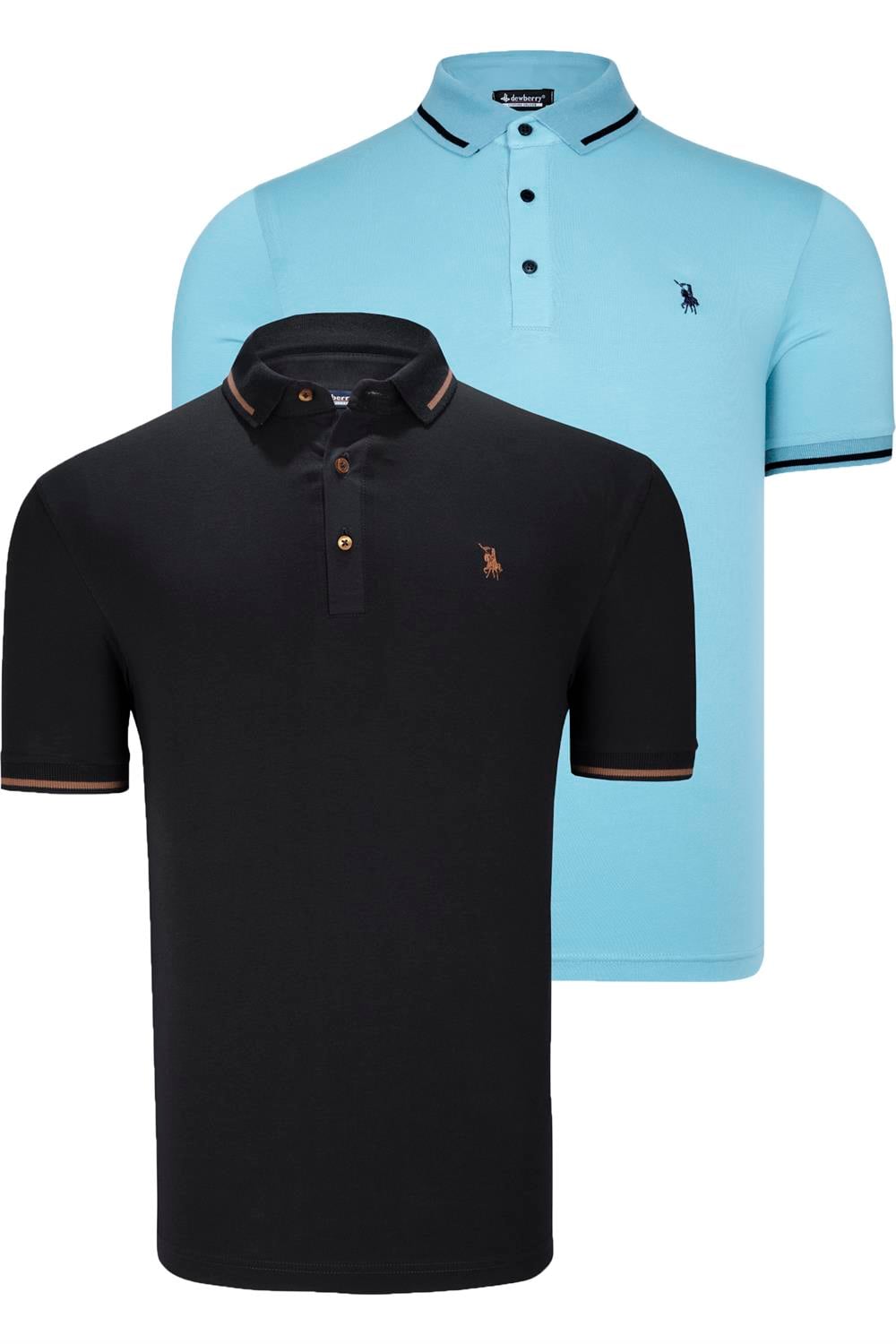 İKİLİ SET T8586 DEWBERRY ERKEK T-SHIRT-SİYAH-CAMGÖBEĞİ