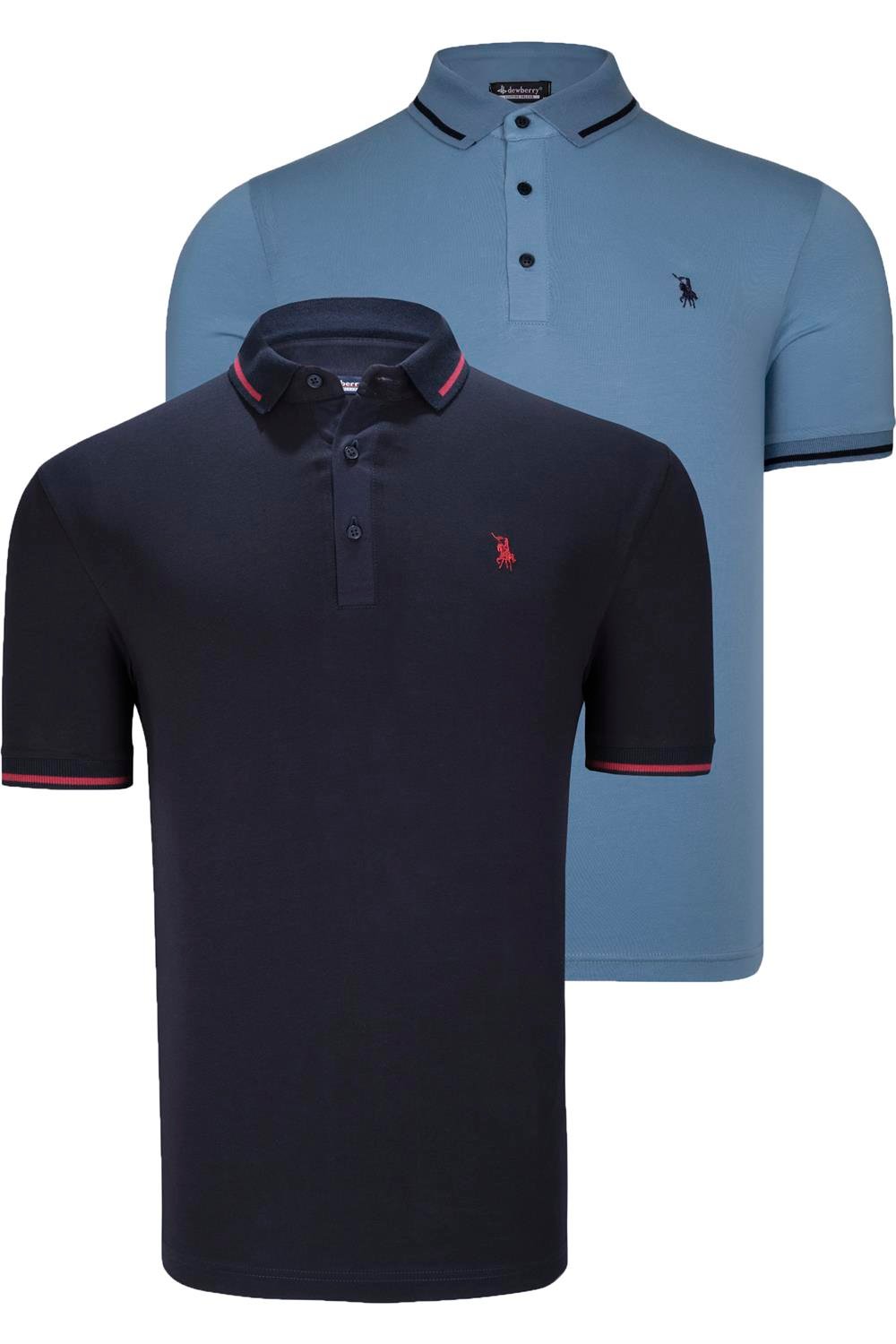 İKİLİ SET T8586 DEWBERRY ERKEK T-SHIRT-LACİVERT-İNDİGO